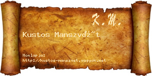 Kustos Manszvét névjegykártya